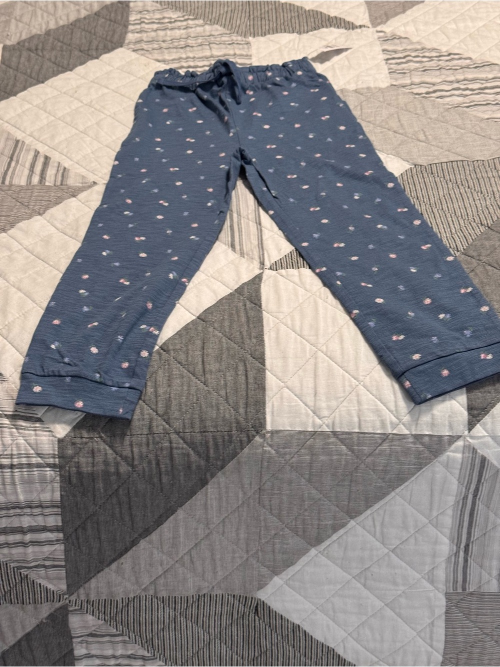 Girls Lightweight Pants with Subtle Pink flower Print